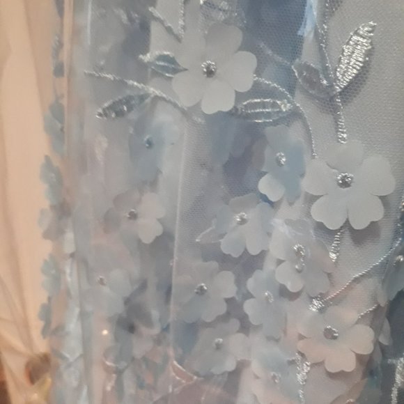 Ice Blue Juniors' 3d-floral Applique Gown - Picture 5 of 6